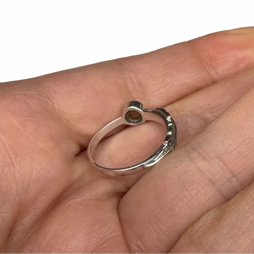Ethiopian Fire Opal Ring Size 5 Solid 925 Sterling Silver Boho Dainty